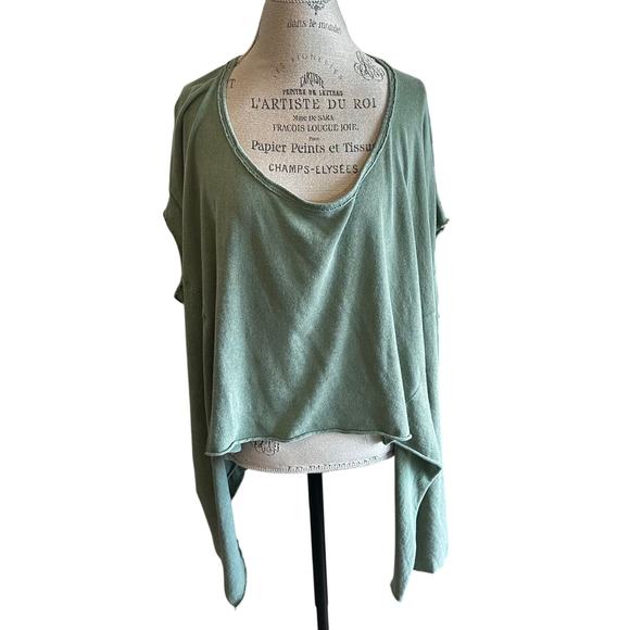 Free People Tops - Free People Women's Angel Cotton Handkerchief-Hem Angel T-Shirt Green M